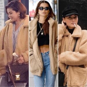 I.AM.GIA Teddy Sherpa Zip Jacket Camel Oversized Coat XS